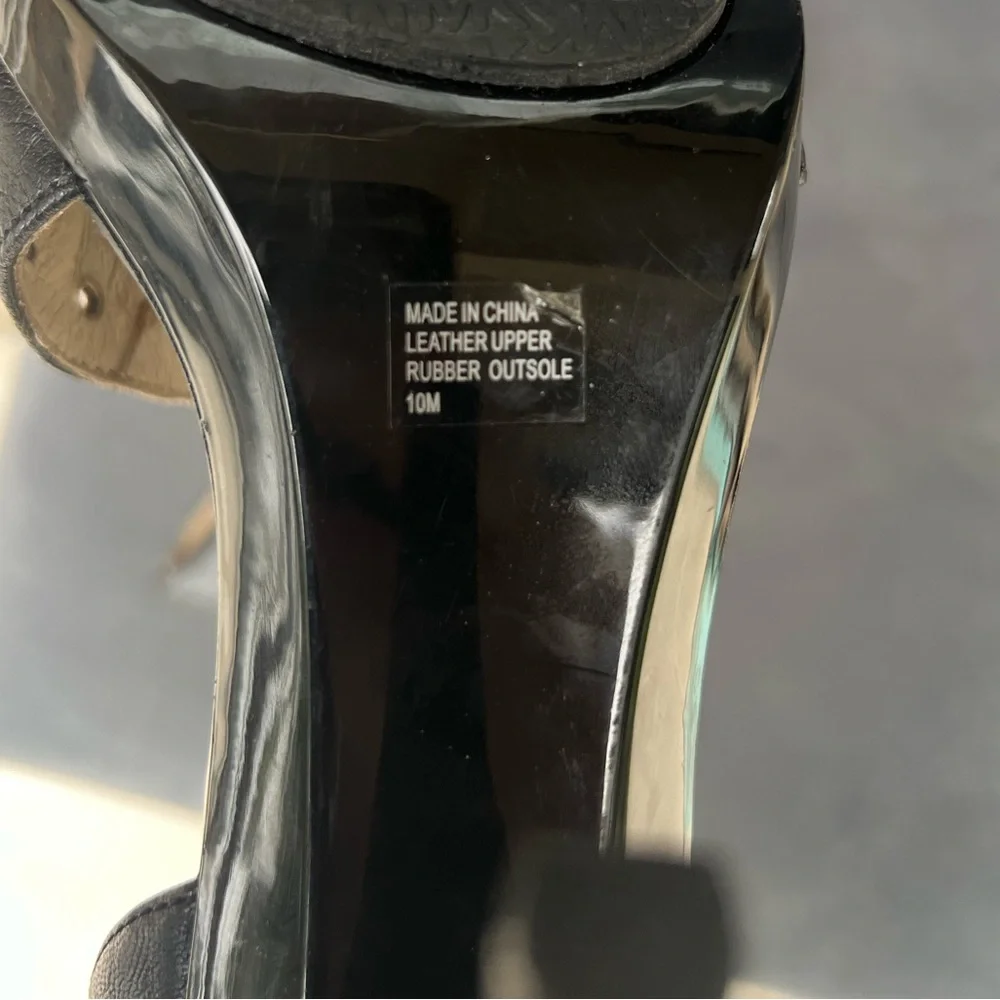 Leather black heel - Picture 3 of 7